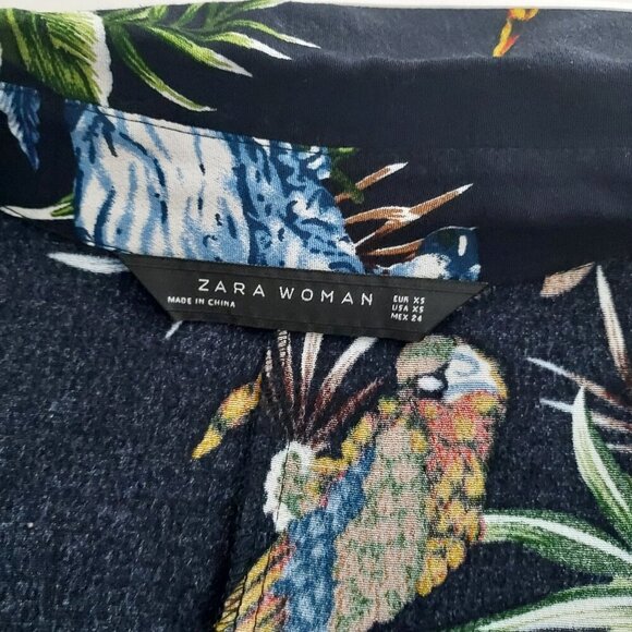 Zara Tropical Print Wide Leg Jumpsuit Size XS - Picture 11 of 16